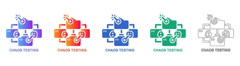 Chaos Testing Infrastructure Icons Stock Illustration