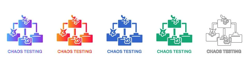 Chaos Testing System Failure Icons Stock Illustration