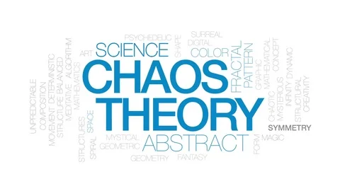 Chaos theory animated word cloud, text design animation. Kinetic typography. Stock Footage 78554726