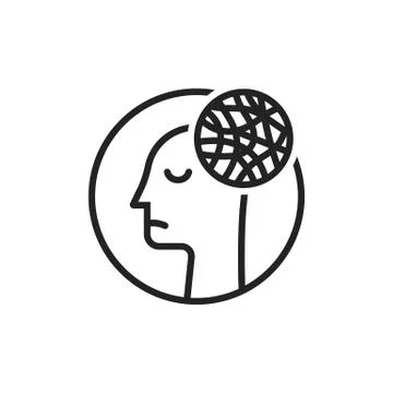Chaos in thin line head like depression Stock Illustration