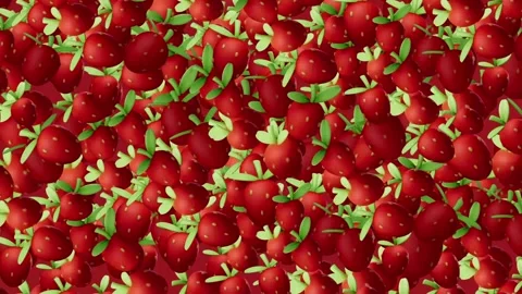 Chaotic 3D strawberry animation background Stock Footage 291833981