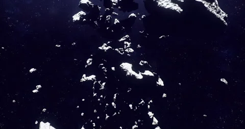 Chaotic asteroid field, Asteroid collision risk due to scattered debris Video stock 333564287