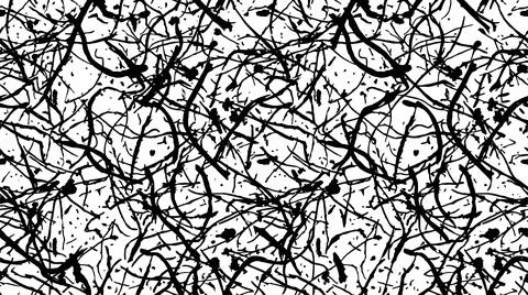 Chaotic black ink splash splatter pattern with messy tangled lines on white.. Stock Illustration