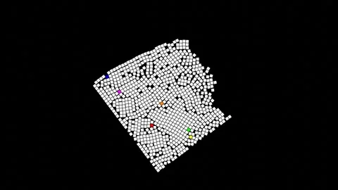 Chaotic Blocks in Spinning Room - Physics Simulation Stock Footage 311816908