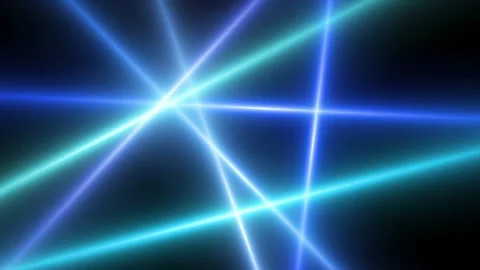 Chaotic Blue Light Beams in Motion on a Dark Background Stock Footage 327366820