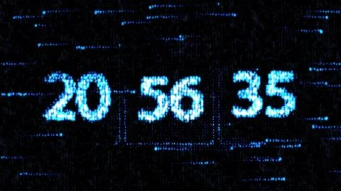 Chaotic change the clock. The countdown on the computer screen Illustrazione stock