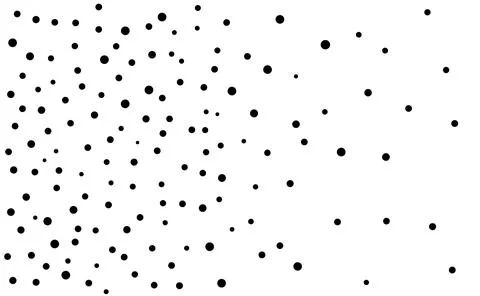 Chaotic circle dots points random shape size background Illustration