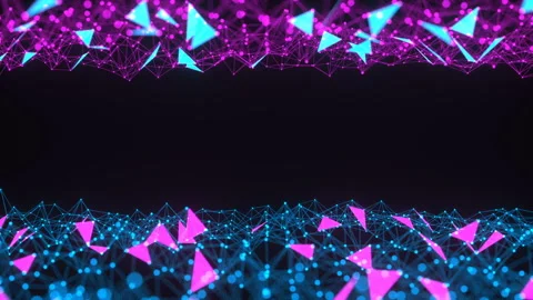 The chaotic combination of geometric shapes creates polygonal structures. Pink Stockbeeldmateriaal 127709369