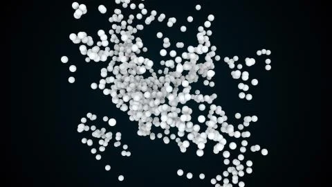 Chaotic concentration and dispersion of sphere, 3d rendering. Computer generated Illustrazione stock