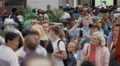 Chaotic crowded people tourists busy Times Square NYC New York City day 4k or 4k+ Resolution