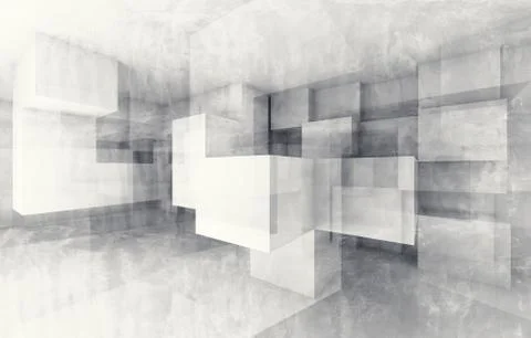 Chaotic cubes structure. 3d render with texture Stockillustratie