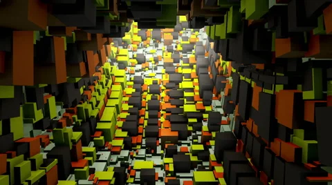 Chaotic Cubes Tunnel Stock Footage 68044989