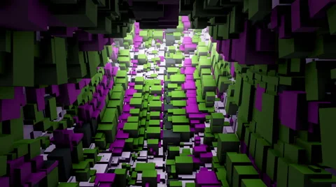 Chaotic Cubes Tunnel Stock Footage 68045113