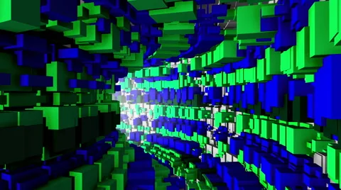 Chaotic Cubes Tunnel Stock Footage 68045325