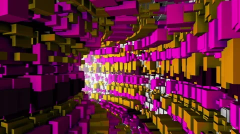 Chaotic Cubes Tunnel Stock Footage 68045463