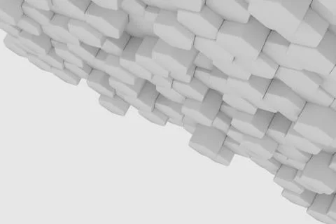 Chaotic Cubes Wall Background. Panorama with high resolution wallpaper. 3d Illustrazione stock
