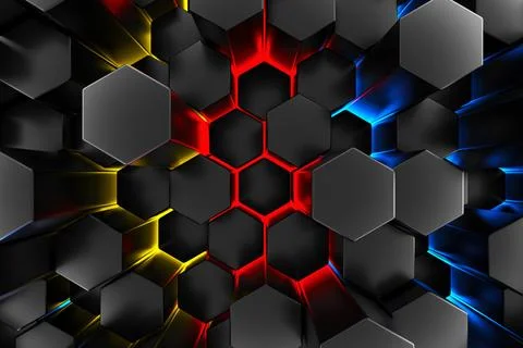 Chaotic Cubes Wall Background. Panorama with high resolution wallpaper. 3d Illustrazione stock