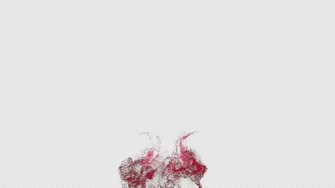 Chaotic Dance of Red Particles on black background with Alpha Channel Video stock 238974685