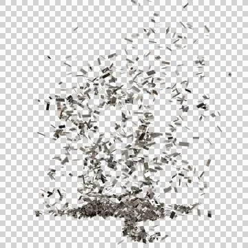 A chaotic, dense accumulation of small, fragmented, metallic pieces Stock Photos