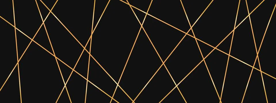 Chaotic diagonal gold line pattern on dark luxury background. Abstract geom.. Illustrazione stock