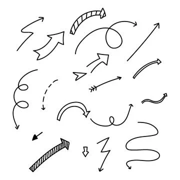 Chaotic different black arrows of different type Stock Illustration