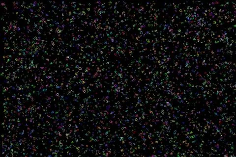 Chaotic digital art representation of a computer virus with random letters .. Stock Photos