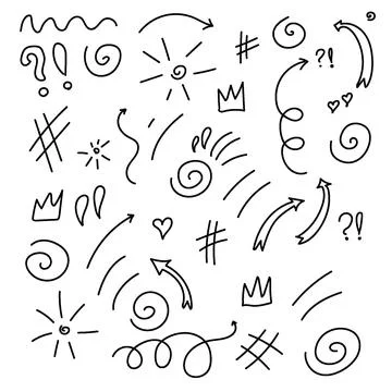 Chaotic doodle pattern background sun arrows crown Illustrazione stock