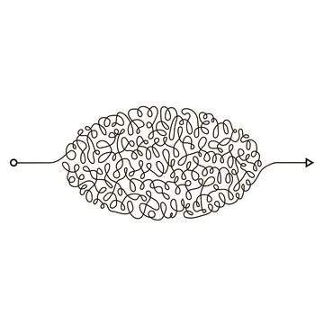 Chaotic Doodle. Thread Clew Knot. Insane Messy Line. Complicated Clew Way Stock Illustration