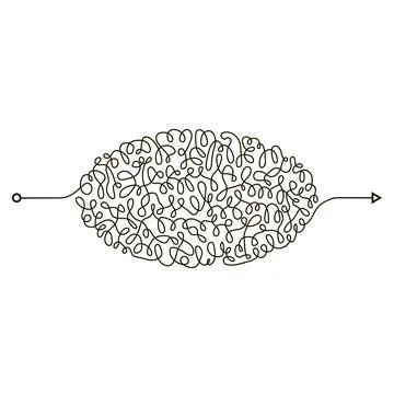 Chaotic Doodle. Thread Clew Knot. Insane Messy Line. Complicated Clew Way Stock Illustration