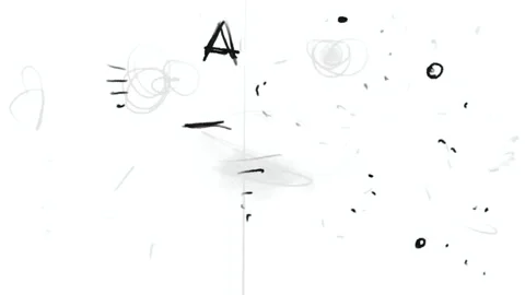 Chaotic drawing of textured random strokes and blots. Retro pencil texturing. Stock Footage 329390576