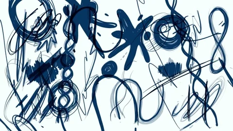 Chaotic dynamic background with ink blots hatching and splashes on a white Stock Footage 339020144