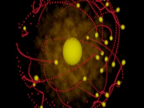 Chaotic explosion of subatomic particles Stock Footage 71135143