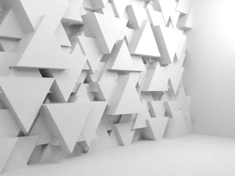 Chaotic extruded triangular pattern on wall Illustrazione stock
