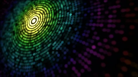 Chaotic Flashing Circle Lights Animation - Loop Rainbow Stock Footage 83650004