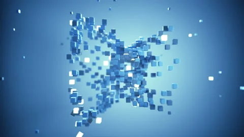 Chaotic flying blue cubes seamless loop 3D animation Stock Footage 140482370
