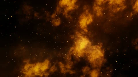 Chaotic flying particles, orange nebula the night sky Stock Footage 219196395