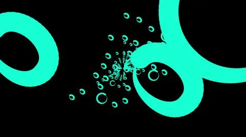 Chaotic flying rings in space, computer generated. 3d rendering stroke circles Stock Illustration