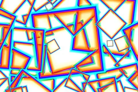 Chaotic geometric cubic pattern in multi-color on white 스톡 일러스트
