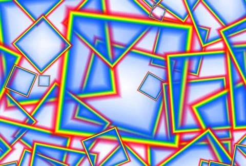 Chaotic geometric cubic pattern in tricolor Stock Illustration