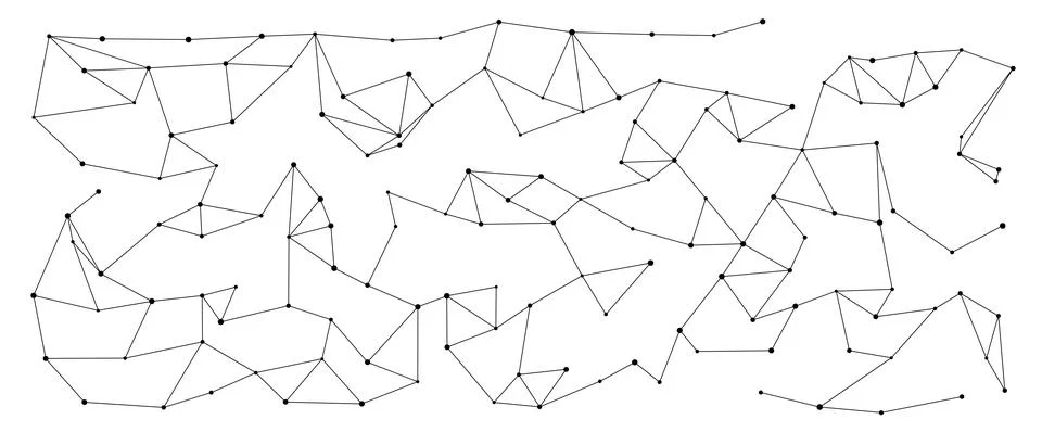 Chaotic Geometric Grid With Random Lines Stock Illustration