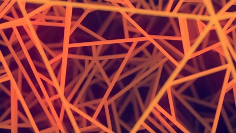Chaotic geometric pattern of moving orange lines 3d rendering loop animation 4K Video stock 197110604