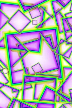 Chaotic geometric square frame pattern in fruity purple and bright yellow green Stock Illustration