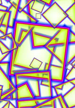 Chaotic geometric square frame pattern in vibrant neon colors Stock Illustration