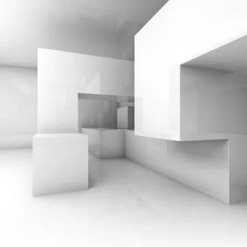 Chaotic geometric structure in empty room. 3d render 스톡 일러스트