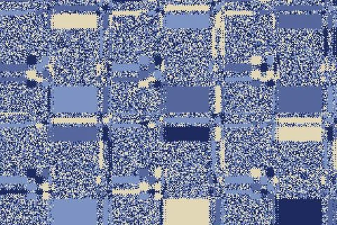 Chaotic glitch texture with rough stripe flow and grid distortion. The comp.. Ilustración de archivo