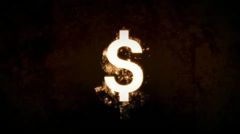 Chaotic Gold Dollar Sign Stock Footage
