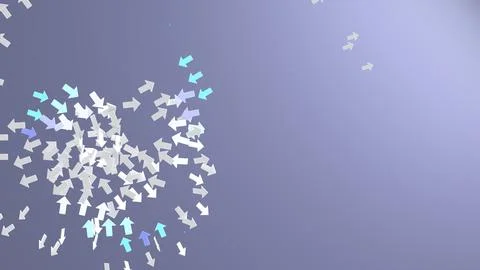 Chaotic group of arrows breaking direction on gradient background with copy.. Stock Photos