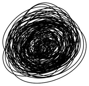 Chaotic hand drawn scribble sketch circle isolated Stock Illustration