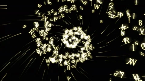 Chaotic Letter Spiral - Loop White 4K Stockbeeldmateriaal 41090177