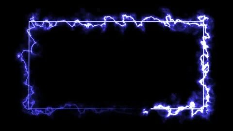 Chaotic lightning neon rectangle frame border on black background, jagged electr Vídeos de archivo 341603309